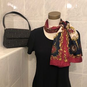 Burgundy, Black, and Gold Pattern 100% Silk Scarf